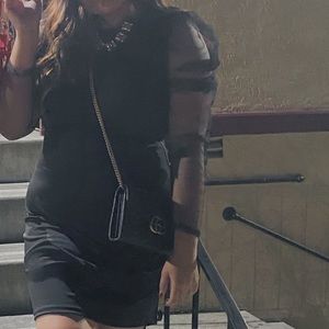 Sheer Sleeve Pencil Dress